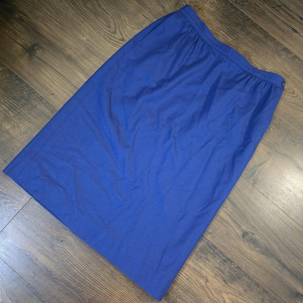 Vintage Pendleton Wool Pencil Skirt 12P Blue Virgin Wool Classic Preppy Academia